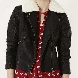 Topshop Jenson Faux Fur Leather Jacket